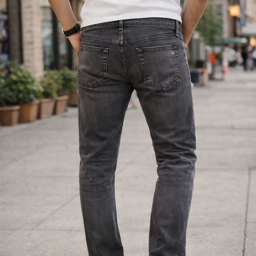 Rag & Bone Fit 2 Slim Jeans Mens 32x32 Gray Charcoal Stretch Button Fly Indie